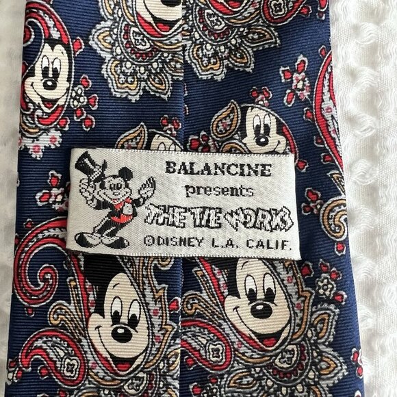 Vintage Mickey Mouse Paisley Print Tie Balancine Tie Works Silk Preppy‎ Disney - Picture 4 of 7